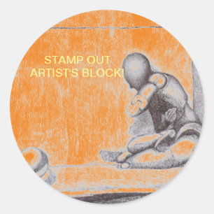 Pegatina Redonda Artistas y personas creativas temen el bloqueo del
