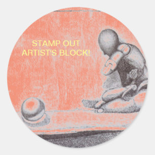 Pegatina Redonda Artistas y personas creativas temen el bloqueo del