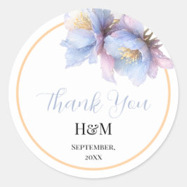 Pegatina Redonda Artistic Pastel Botanical Florals Wedding