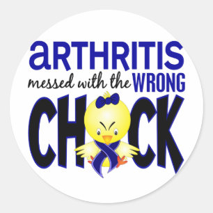 Pegatina Redonda Artritis Enmascarada Con El Chick Equivocado