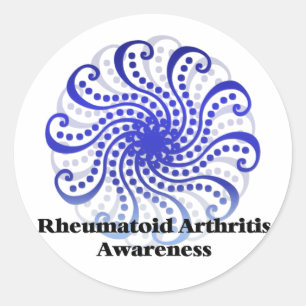Pegatina Redonda Artritis reumatoide Conciencia Diseño azul 6