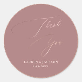 Pegatina Redonda ArtsApp Dusty Rosa Gold Gracias Color de bricolaje