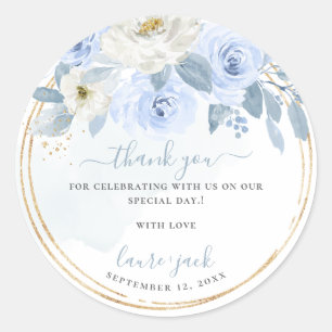 Pegatina Redonda ArtsApp H2 Dusty Blue Rosas DIY Event Gracias