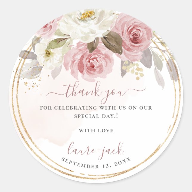 Pegatina Redonda ArtsApp H2 Rosas Polvorientas Rosadas DIY Agradeci (Anverso)