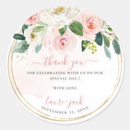 Pegatina Redonda ArtsApp H2 Rubor Rosa Rosa Rosa Baby Shower Gracia