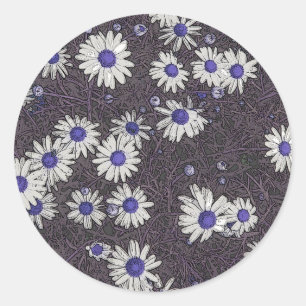 Pegatina Redonda Artsy Daisies