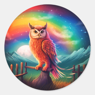 Pegatina Redonda Artsy Owl
