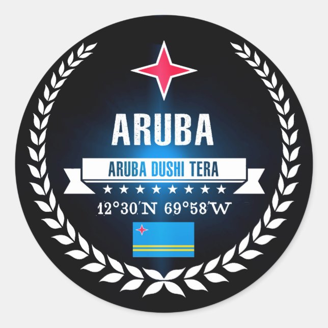 Pegatina Redonda Aruba (Anverso)