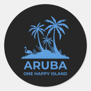 Pegatina Redonda Aruba Una Isla Feliz