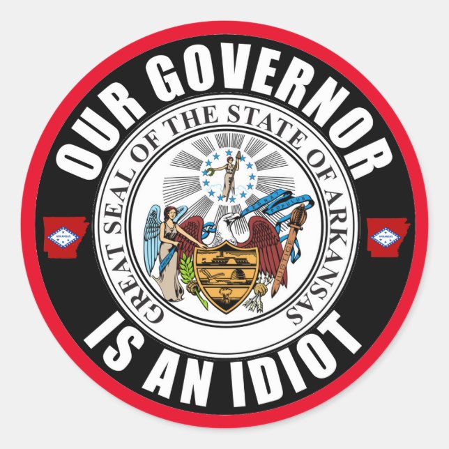 Pegatina Redonda Asa Hutchinson es un idiota (Anverso)