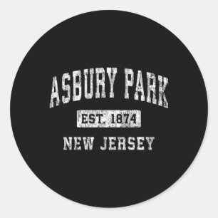 Pegatina Redonda Asbury Park New Jersey Nj Establecimiento Deportiv