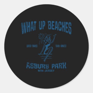 Pegatina Redonda Asbury Park New Jersey Nj Funny Vintage Beats Te
