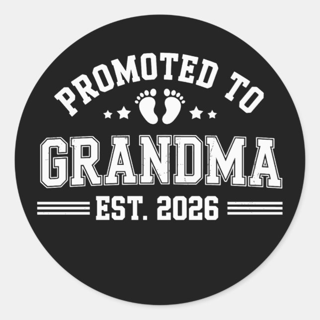 Pegatina Redonda Ascendida a Abuela Est 2026 Anuncio de Bebé (Anverso)