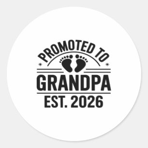 Pegatina Redonda Ascendido a abuelo, Est. 2026, Abuelo nuevo divert