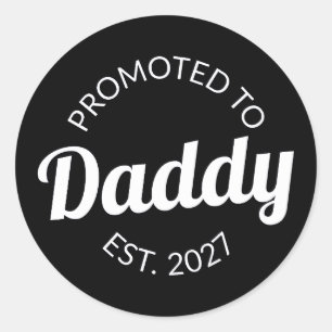 Pegatina Redonda Ascendido a Papá Desde 2027 Nuevo Papá Baby Shower
