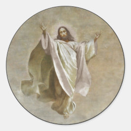 Pegatina Redonda Ascensión de Cristo al cielo observada por apóstol