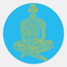 Pegatina Redonda Ascético (bebé con amarillo)