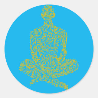 Pegatina Redonda Ascético (bebé con amarillo)