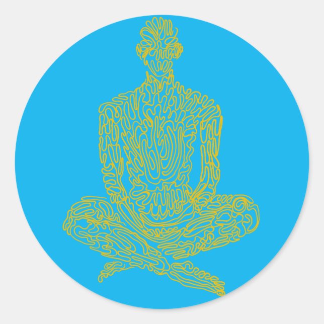 Pegatina Redonda Ascético (bebé con amarillo) (Anverso)