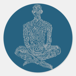 Pegatina Redonda Ascético (marina con gris)