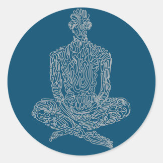 Pegatina Redonda Ascético (marina con gris)