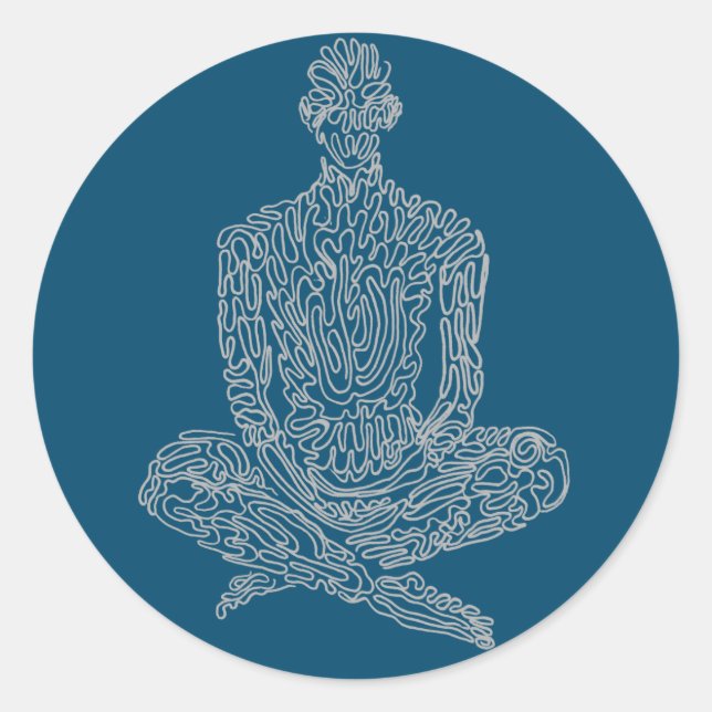 Pegatina Redonda Ascético (marina con gris) (Anverso)