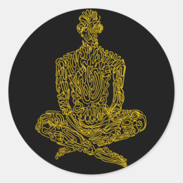 Pegatina Redonda Ascético (negro con amarillo)