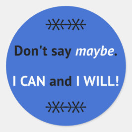 Pegatina Redonda Asertante PUEDO citar azul