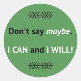 Pegatina Redonda Asertante PUEDO citar verde