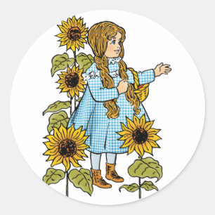 Pegatina Redonda Ases del Vintage Oz Cuento de Hadas Dorothy Giraso