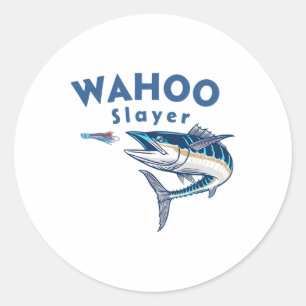 Pegatina Redonda Asesino de Wahoo Pesca en Agua Salada Wahoo