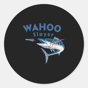 Pegatina Redonda Asesino de Wahoo Pesca en Agua Salada Wahoo