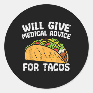 Pegatina Redonda Asesoramiento Médico Para Tacos Mexicanos Cinco De