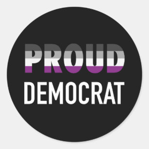 Pegatina Redonda Asexual Orgulloso Demócrata