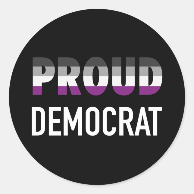 Pegatina Redonda Asexual Orgulloso Demócrata (Anverso)
