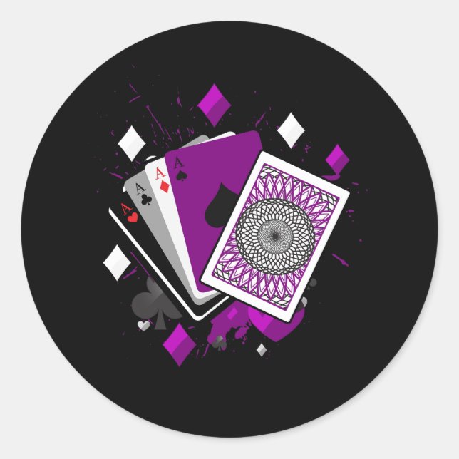 Pegatina Redonda Asexuality Ace Flag Jugando Cartas Queer Lgbt Prid (Anverso)