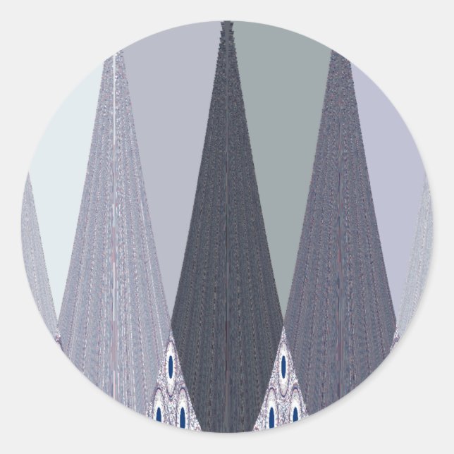 Pegatina Redonda Ash Gray Chevron Dots Art Print (Anverso)