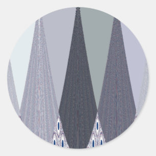 Pegatina Redonda Ash Gray Chevron Dots Art Print