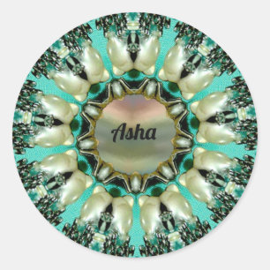 Pegatina Redonda ASHA ~ Modelo abstracto brillante ~ Personalizado