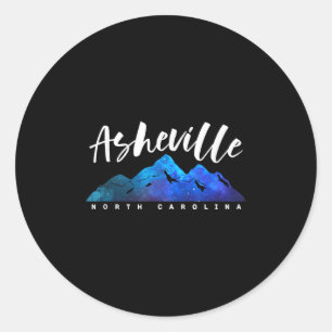 Pegatina Redonda Asheville Carolina del Norte Campamento Senderismo