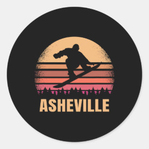 Pegatina Redonda Asheville North Carolina Snowboarding Vintage Nc 8