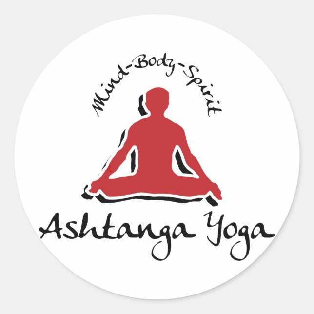 Pegatina Redonda Ashtanga Yoga (Anverso)