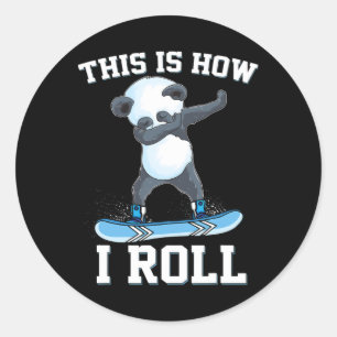 Pegatina Redonda Así Es Como Giro La Nieve Panda Snowboard