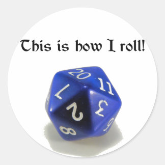 Pegatina Redonda Así es como rollo (d20)