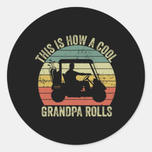 Pegatina Redonda Así Es Como Un Abuelo Genial Rueda Vintage Golf Pa
