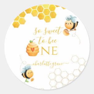 Pegatina Redonda Así Que Dulce Ser Un Cumpleaños De Abeja
