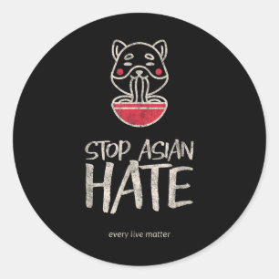 Pegatina Redonda Asia Live Anti Racismo Aapi Conciencia Detener Asi