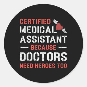 Pegatina Redonda Asistencia médica certificada Médica de enfermería