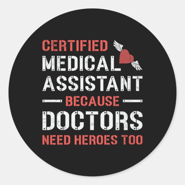 Pegatina Redonda Asistencia médica certificada Médica de enfermería (Anverso)