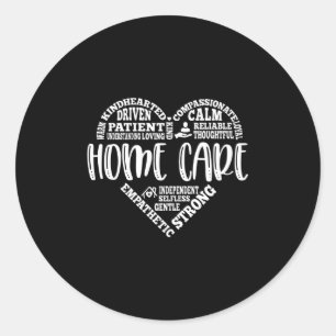 Pegatina Redonda Asistencia para atención domiciliaria, atención do